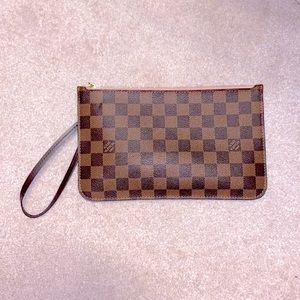 SALE! Louis Vuitton Damier Ebene Rose Ballerine Wristlet